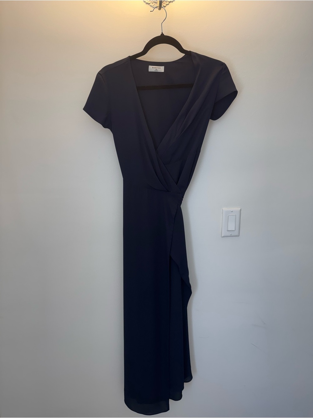 Babaton Navy Blue Maxi Wrap Dress